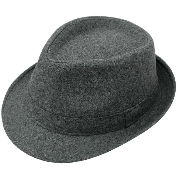 Men Manhattan Structured Gangster Fedora Hat Gray F03 
